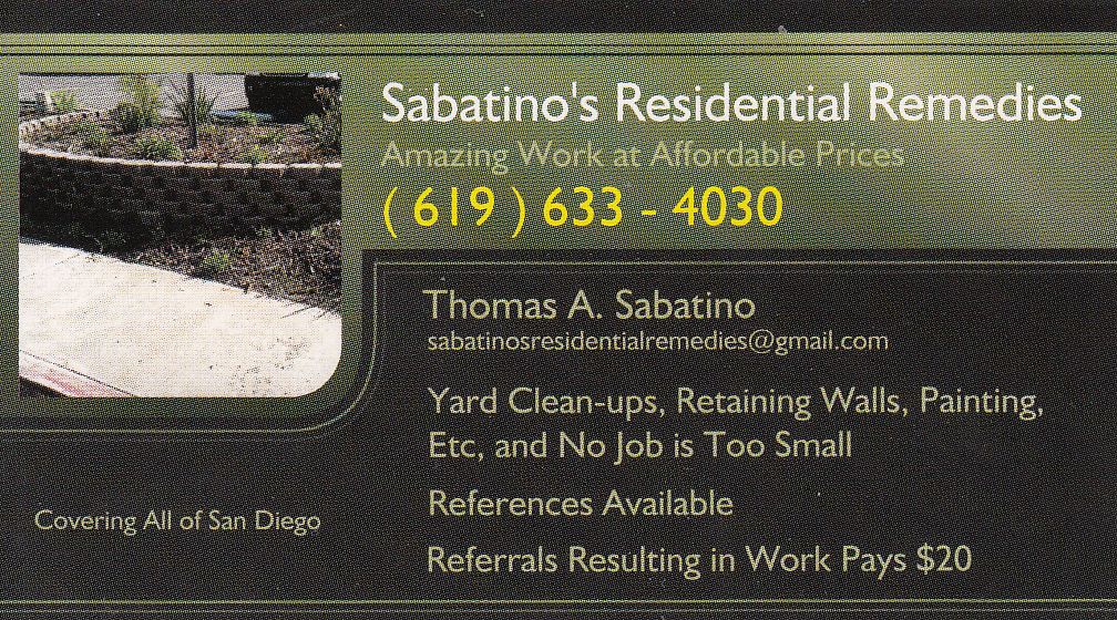 Sabatino's Residential Remedies, yard clean-ups, painting